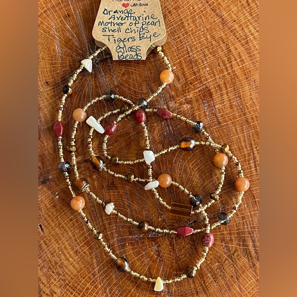 100% Natural Gemstone & Glass Beaded Necklace - Size 18”